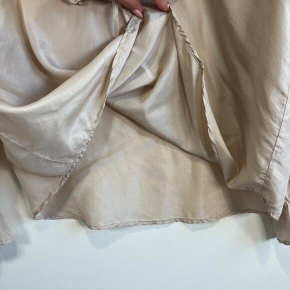 Vintage New York Studio 100% Silk Ruffle Blouse Beige Size M Coquette Prairie - Picture 5 of 12